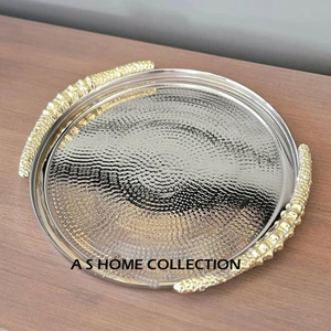 Bandeja de regalo para decoración del hogar de acero inoxidable Premium martillado, mango de latón dorado para fruta seca, servicio de Chocolate, Boda de Navidad - Product Image 1