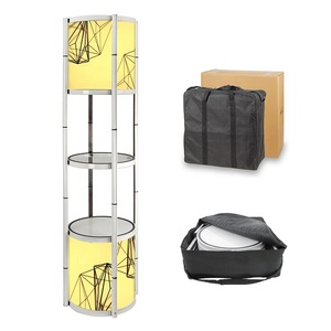 Rak Pameran Lipat 4 Tingkat Bentuk Persegi dan Bulat, Model Retractable Twist Tower - Product Image 2