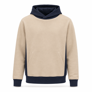 Wholesale for <b>Navy</b> Contrast Panel Pocket Pullover Hoodie <b>Men</b> Heavyweight Cotton <b>Fleece</b> Quick Dry Breathable Stringless - Product Image 1