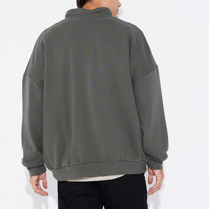 Sudaderas con cremallera de cuarto de algodón pesado Oversize Boxy Fit Drop Shoulder 1/4 Zip Rib Knit Pullover - Product Image 5