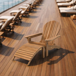 Chaise longue lunaire pliable en bois massif, écologique, avec repose-pieds, finition naturelle, pour parc, jardin, bord de piscine, patio, usage extérieur - Product Image 3