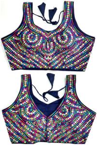 Chemisier moderne à col en V avec motif brodé et fil pailleté, robe de mariage en polyester à la mode avec miroir en aluminium - Product Image 3