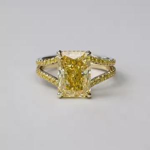 แหวนหมั้นเพชรสีเหลืองสดใสดีไซน์โดดเด่น2.50CT ใหม่ล่าสุด & ไม่เหมือนใครแหวนหมั้นเพชรสำหรับปลูกในห้องปฏิบัติการสีเหลืองทองฝรั่งเศส - Product Image 1