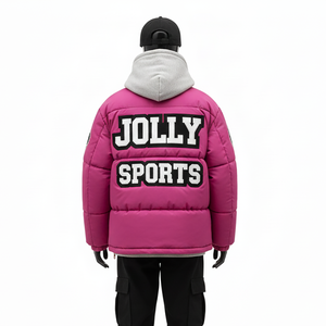 Veste matelassée en polyester de haute qualité pour femmes, panneaux matelassés, veste d'hiver rose, logo en chenille personnalisé, veste matelassée pour femmes - Product Image 2