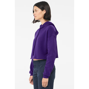 Sudadera Corta de Algodón Sólido de Alta Calidad para Mujer con Bolsillos Delanteros, Ropa de Calle Cómoda para Invierno, Servicio de Diseño OEM - Product Image 2