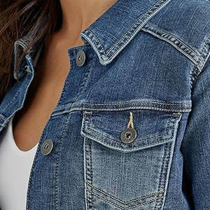 Veste en jean en toile bleue classique pour femme avec bouton sur le devant Vêtements d'extérieur décontractés à capuche pour toutes les saisons pour l'hiver - Product Image 3