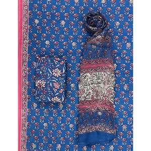 Conjunto de Salwar Kameez sin coser con estampado de bloques Khadi, Dupatta de Chiffon, Estilo de Vestido Pakistaní, Saree Bordado, Georgette Banarasi - Product Image 1