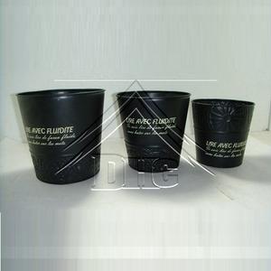 Ensemble de jardinières en métal noir mat de luxe avec lettrage français, décoratives pour l'intérieur et l'extérieur, pots de fleurs modernes pour la décoration de la maison - Product Image 1