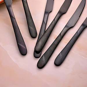 Nightfall Stainless Steel <b>Black</b> <b>Dinner</b> Knife <b>Set</b> of 6 - Product Image 5