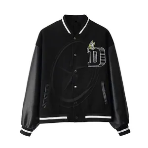 Bomber Jacket Hip Hop Casual Streetwear Bulk Jackets Tiger Embroidery Patchwork Unisex Varsity Style Men Baseball Coats