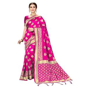 Trendmalls Sari de seda Banarasi sin costuras con pieza de blusa () Ropa india y pakistaní Precio al por mayor para mujeres - Product Image 1