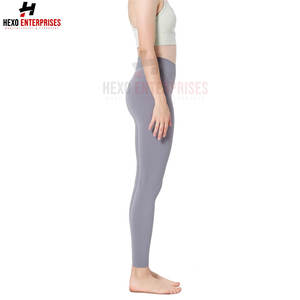 OEM de cintura alta de las mujeres de estilo casual gimnasio entrenamiento Yoga Leggings transpirable de compresión de punto de tela al por mayor - Product Image 3