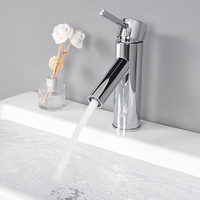 Grifos mezcladores de lavabo de latón frío y caliente, grifería moderna de un solo orificio para lavabo de baño