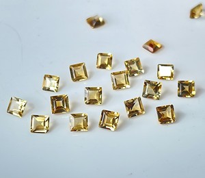 Natural Citrine Square Cut 3 mm Faceted - Loose Citrine Square Cut Gemstone Top Quality - Product Image 2