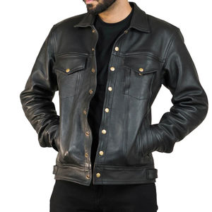 Chaqueta Universitaria de Cuero Genuino Marrón con Cuello Alto para Hombre, Personalizable, Forro de Viscosa Acolchado, Transpirable, Impermeable, con Bolsillo con Cremallera - Product Image 3