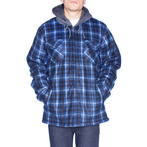 Chaqueta con capucha de franela ligera personalizable para hombre con diseño a cuadros de manga completa OEM ODM para invierno - Product Image 3