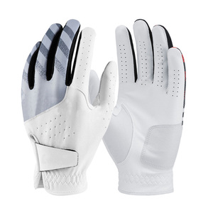 Gants de golf à doigts entiers en cuir véritable pour hommes, vêtements de sport respirants de couleur blanche pour gaucher vente en gros - Product Image 1