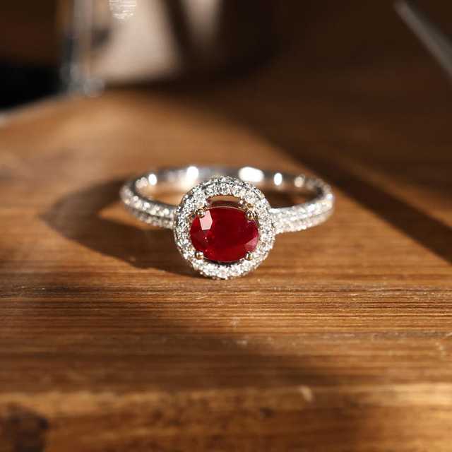 Pigeon Blood Red Ruby Natural Ruby 925 Sterling Silver 18K Gold Plated Fashionable Vintage Engagement Ring Gift for Her Women