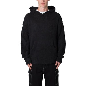 Direct d'usine en stock hommes Mohair Hoodies Oem Style laine tricoté Mohair brossé pull à capuche chaud moelleux chandails - Product Image 1