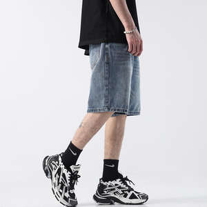 Venta al por mayor 2025 de alta calidad de los hombres de la rodilla longitud 100% pantalones vaqueros lavados pantalones cortos con logotipo personalizado servicio OEM - Product Image 4