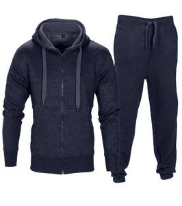 Chándal de invierno con cremallera completa GSM 300 para hombre, Sudadera con capucha y pantalones de chándal con logotipo personalizado con estampado, pantalones para correr de lana de peso pesado - Product Image 1