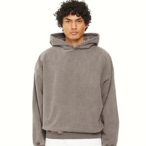 High Quality Vintage Washed Acid Wash Embroidered Pullover <b>Hoodies</b> Custom Drop Shoulder Unisex <b>Men</b> 100% Cotton Eco-Friendly - Product Image 3