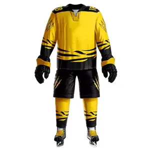 Uniforme de jersey de Hockey sobre hielo, uniforme de diseño colorido personalizado con número y nombre de equipo, sublimación - Product Image 1