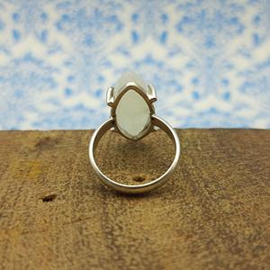 แหวน925ดีไซน์เนอร์งานฝีมือแนวโบฮีเมียนสีเงินล้วนพลอยมูนสโตนตั้งค่าง่ามเครื่องประดับเพชรรูปทรงมาร์คี - Product Image 3