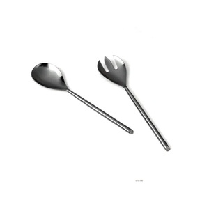Service à salade en métal de couleur argent avec poignée plaquée or cuillère et fourchette à salade en métal couverts en métal nouveau serveur à salade - Product Image 4