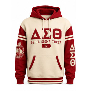 Sudadera con Capucha Delta Sigma Theta Unisex Roja Crema con Mangas Raglán y Estampado Delantero y Trasero, Ropa Casual de Otoño - Product Image 5