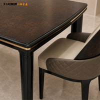 Ensemble de table à manger rectangulaire moderne en bois de luxe 8 places avec chaises rembourrées pour hôtel, restaurant, salle à manger