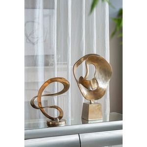 Impresionante pieza decorativa de metal dorado, adorno de mesa de moda perfecto para salas de estar contemporáneas con estilo - Product Image 4