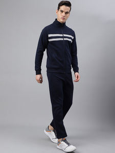 Chándal Deportivo Informal de Algodón Azul Marino Unisex Personalizado OEM con Franjas Reflectantes en el Pecho, Transpirable y Cómodo para Otoño - Product Image 3