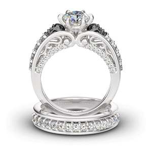 Jeulia Two Tone Sterling Silver <b>Skull</b> <b>Ring</b> Set for Party - Product Image 1