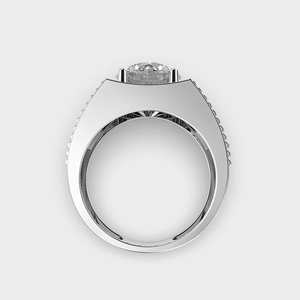 Anillo de compromiso y boda de diamante solitario de banda ancha para hombre, joyería elegante para ocasiones de fiesta, anillo de propuesta para él - Product Image 6