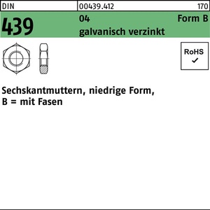 Écrous hexagonaux en acier auto-tranchant électrogalvanisé DIN 439 Forme B BM 30, lot de 25 pièces - Product Image 1