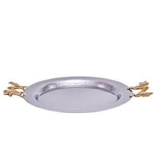 Bandeja de mesa martillada para servir, decoración de centro de mesa, bandeja de frutas, pulido de espejo de acero inoxidable, bandejas de comida y dátiles para Ramadán - Product Image 3