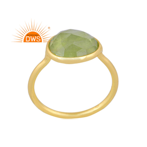 Latest Design Sterling Silver 18K <b>Gold</b> Plated Natural <b>Peridot</b> Gemstone Stackable <b>Ring</b> Custom Jewelry Manufacturer - Product Image 1