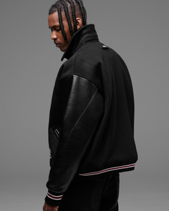 Premium Quality Hooded <b>Fleece</b> <b>Lined</b> Polyester/Cotton Varsity <b>Jacket</b> with Regular Design Long Sleeve Unisex Winter - Product Image 6