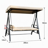 Lit balançoire d'extérieur en fer forgé avec auvent, banc coussiné pour jardin, balcon, plage, hôtel