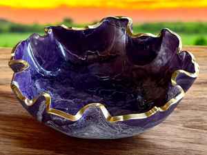 ชามเรซินอีพ็อกซี่สุดหรูพร้อมขัดเงามันและลวดลายสีนามธรรมสำหรับเครื่องใช้บนโต๊ะอาหารและการตกแต่งห้องครัวที่ทันสมัย - Product Image 5