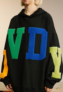 Sweat à capuche patch en chenille éponge française de haute qualité pull surdimensionné brodé personnalisé veste à capuche brodée à la mode pour hommes - Product Image 4