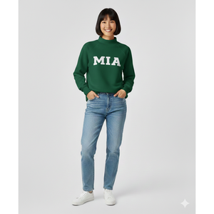 Sweat-shirt à col montant vert foncé pour femme avec graphisme audacieux MIA Trackstar OEM Private Label - Product Image 1