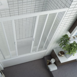 Box doccia Forte in vetro acrilico con profilo in PVC riducibile, modello bagno anti-calcare, finitura superficiale telaio centrale spazzolato - Product Image 3
