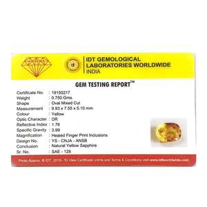 พลอยแซฟไฟร์สีเหลืองธรรมชาติ 3.75 กะรัต เจียระไนทรงมรกตและทรงมาควิส ความสูง 8 มม. และเส้นผ่านศูนย์กลางรู 1 มม. - Product Image 4