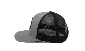 Gorra de pesca Parche personalizado Sombreros de camionero gris Parche tejido Bordado 3D personalizado Gorras deportivas de alta calidad - Product Image 3