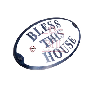 Hierro fundido Interior Apartamento Casa Habitación Puerta Señal Montado en la pared 'Bless This House' Placa de puerta de hotel Placas 175x90mm - Product Image 1