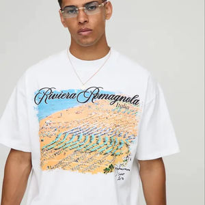 2025 hommes impression numérique été Streetwear T-Shirt 100% coton 240GSM 300GSM personnalisé Premium couture qualité longue - Product Image 1