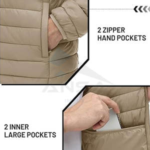 Chaqueta acolchada de invierno ligera aislada para hombre, abrigo de burbujas cálido y acogedor para clima frío, serigrafía bordada de colores personalizados - Product Image 4