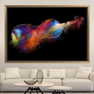 Abstract Violin Canvas Print: Tempered Glass Music Lover Gift,GOLD <b>FRAMED</b> CANVAS - Product Image 1
